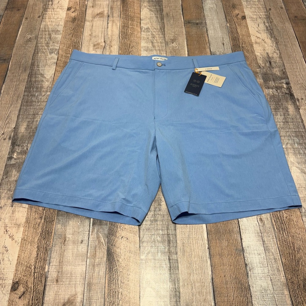 NWT Peter Millar Shorts Mens 42 Blue Featherweight Crown Sport 9" Inseam Golf